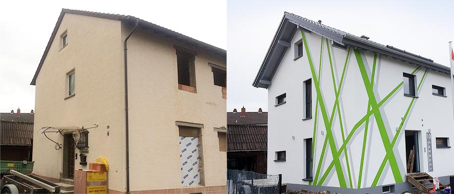 Das Haus von Familie Herbert vor und nach der energetischen Sanierung.